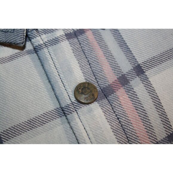 NWT Joe's Jeans Pink & Blue Plaid Single Pocket Relaxed Snap Down Shirt S $169 - Picture 3 of 4